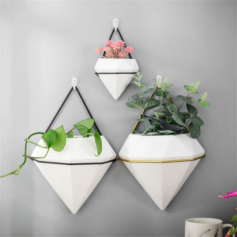 Triangle Plant Flower Pot Indoor Hanging Planter Wall Decoration - Image 3
